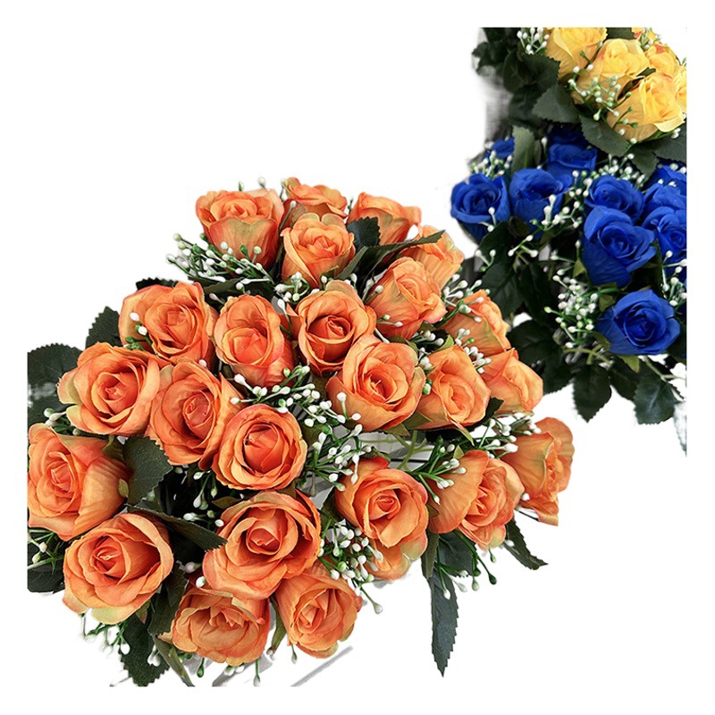 Serie DE BODA Rosa artificial 24-Cabeza de hielo corazón Rosa pequeña arreglo de flores artificiales boda auditorio novia con flor al por mayor