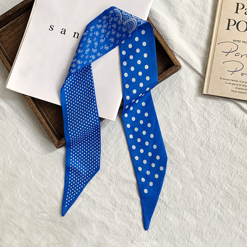 Pañuelo de seda, tira larga, sentido avanzado, verano, nuevo estilo, todo fósforo, versión coreana, bufanda de cuello, pañuelo de flores de anacardo, cinturón decorativo para el cabello