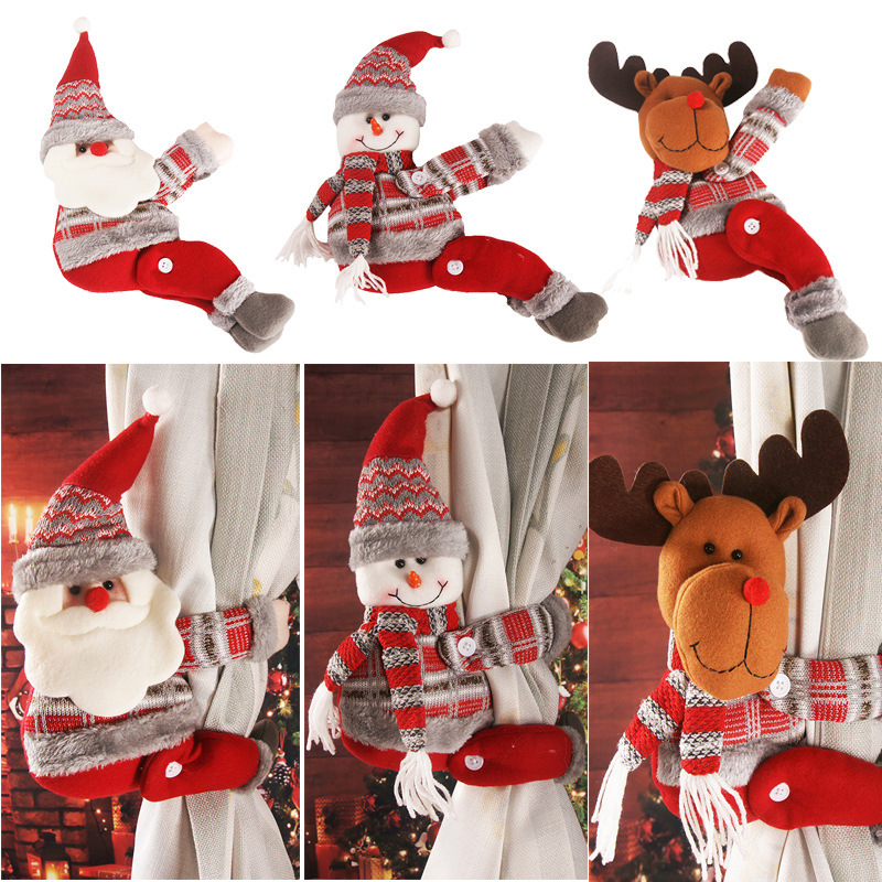 Christmas Decoration Supplies Cartoon Santa Claus Curtain Decoration Clips Backdrop Hangings Home Scene Arrangement Decoration Atmosphere