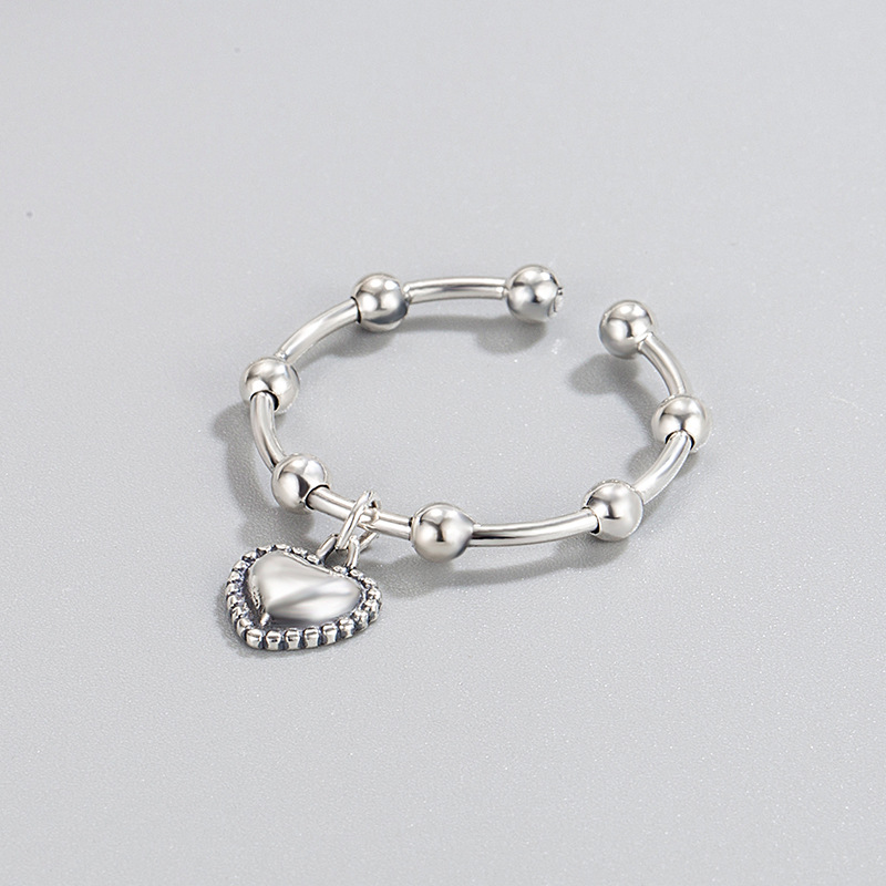 6g Weight Electroplating Gold Plating Process Silver Heart Shape Wide Band Rings Open Ring Rings
