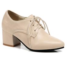 粗跟单鞋深口大码外贸女鞋系带C9-61