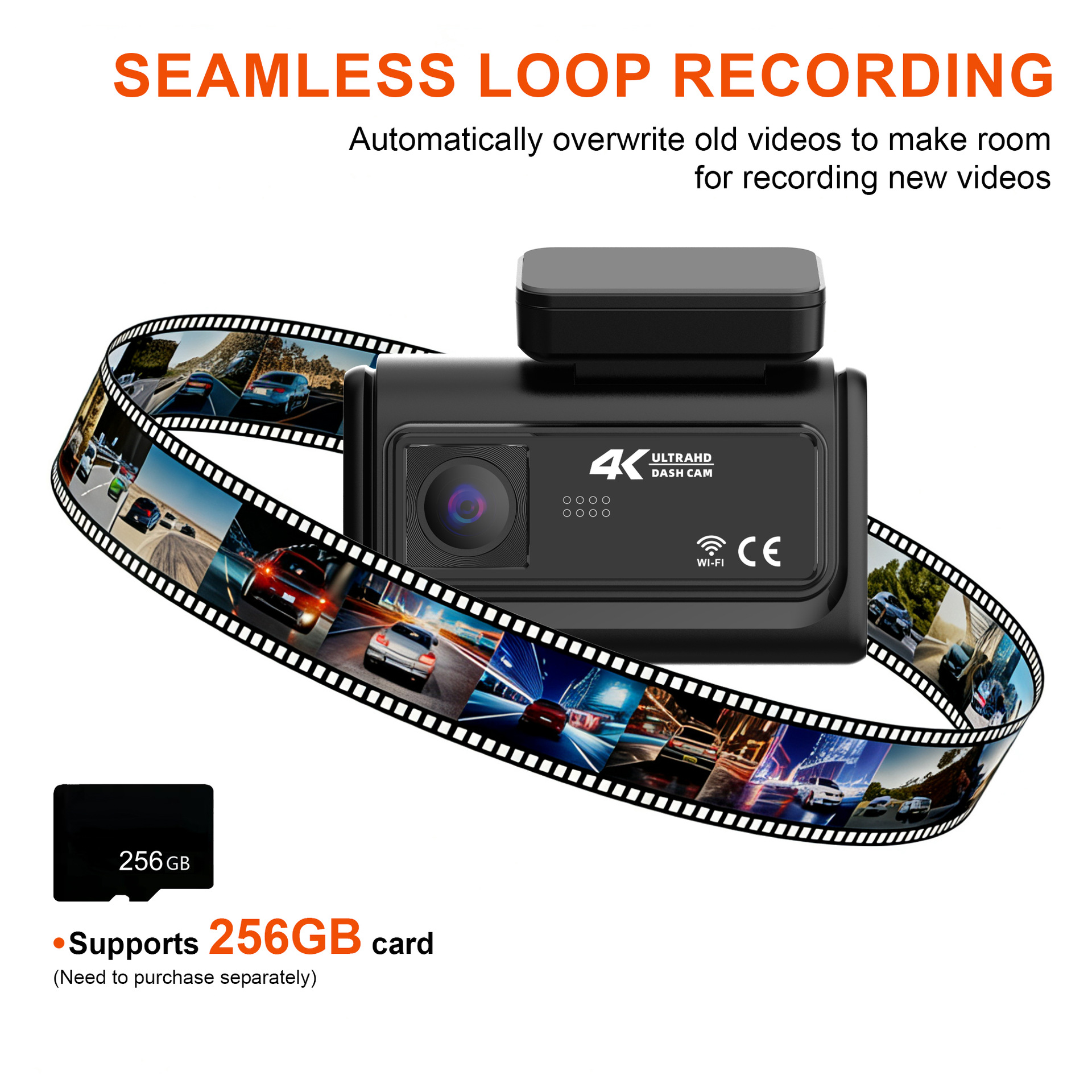 Night Vision Three-Lens 4K Wifi Connected Parking Monitoring Reversing Image Dash Cam 24-Hour Parking Monitoring