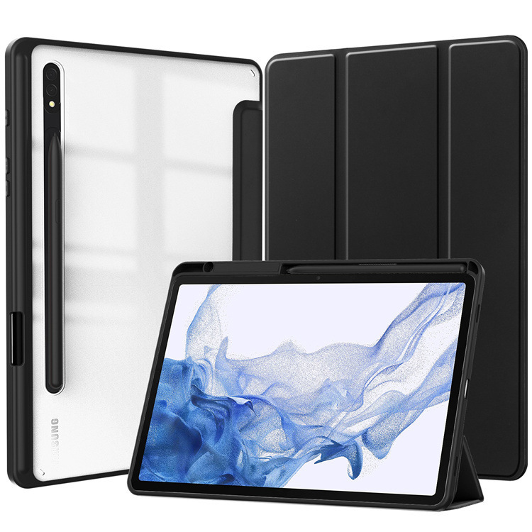 For Samsung Tab S7 Transparent Acrylic S6lite10.4 Flat Set S8/S9FE Silicone Drop-proof Case