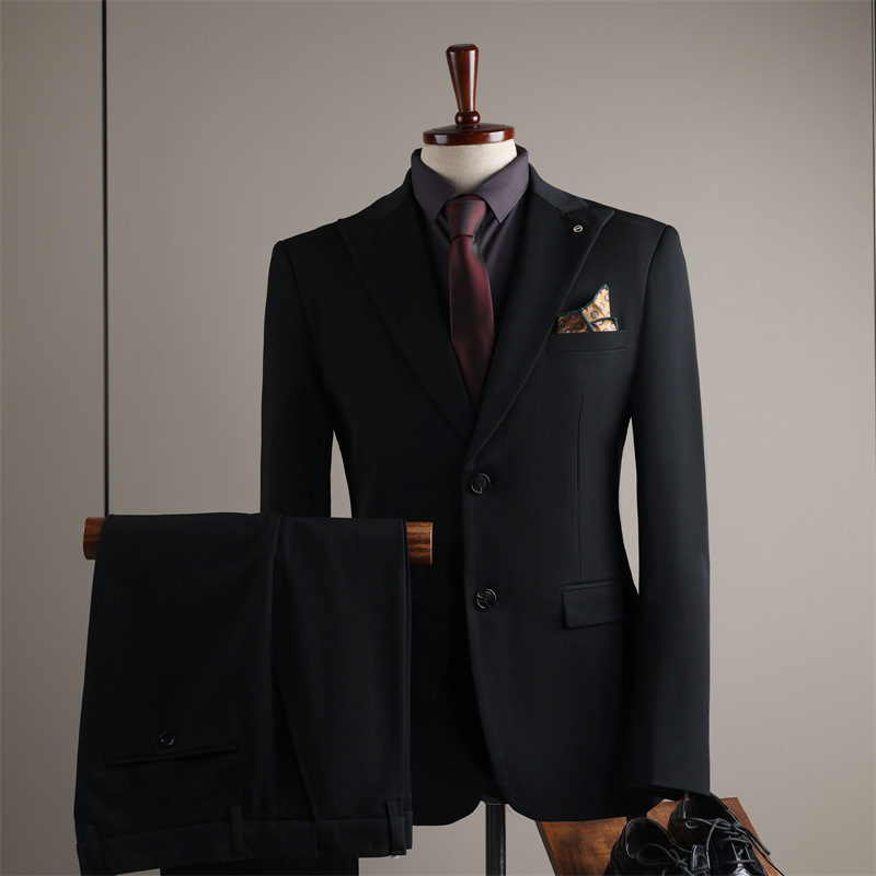 Men's British Style Three Piece Suit Solid Color Business Formal High Quality Two Button Skinny Board Grooms Wear_voghion.com