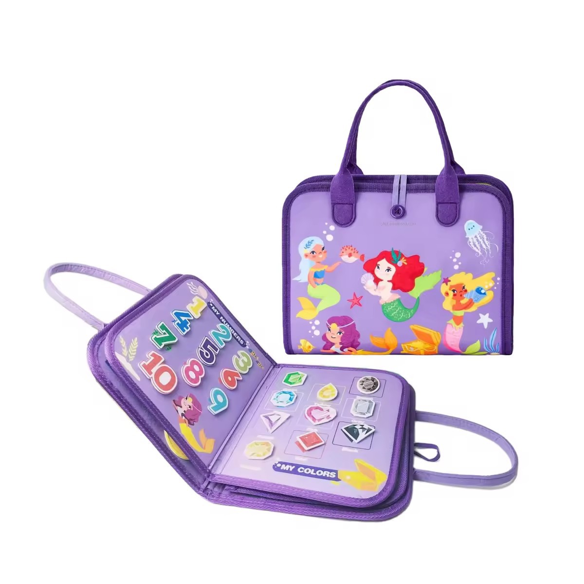 Nuevos juguetes de viaje para niños pequeños de niña púrpura libros tranquilos actividades sensoriales fieltro ocupado tablero regalo de cumpleaños