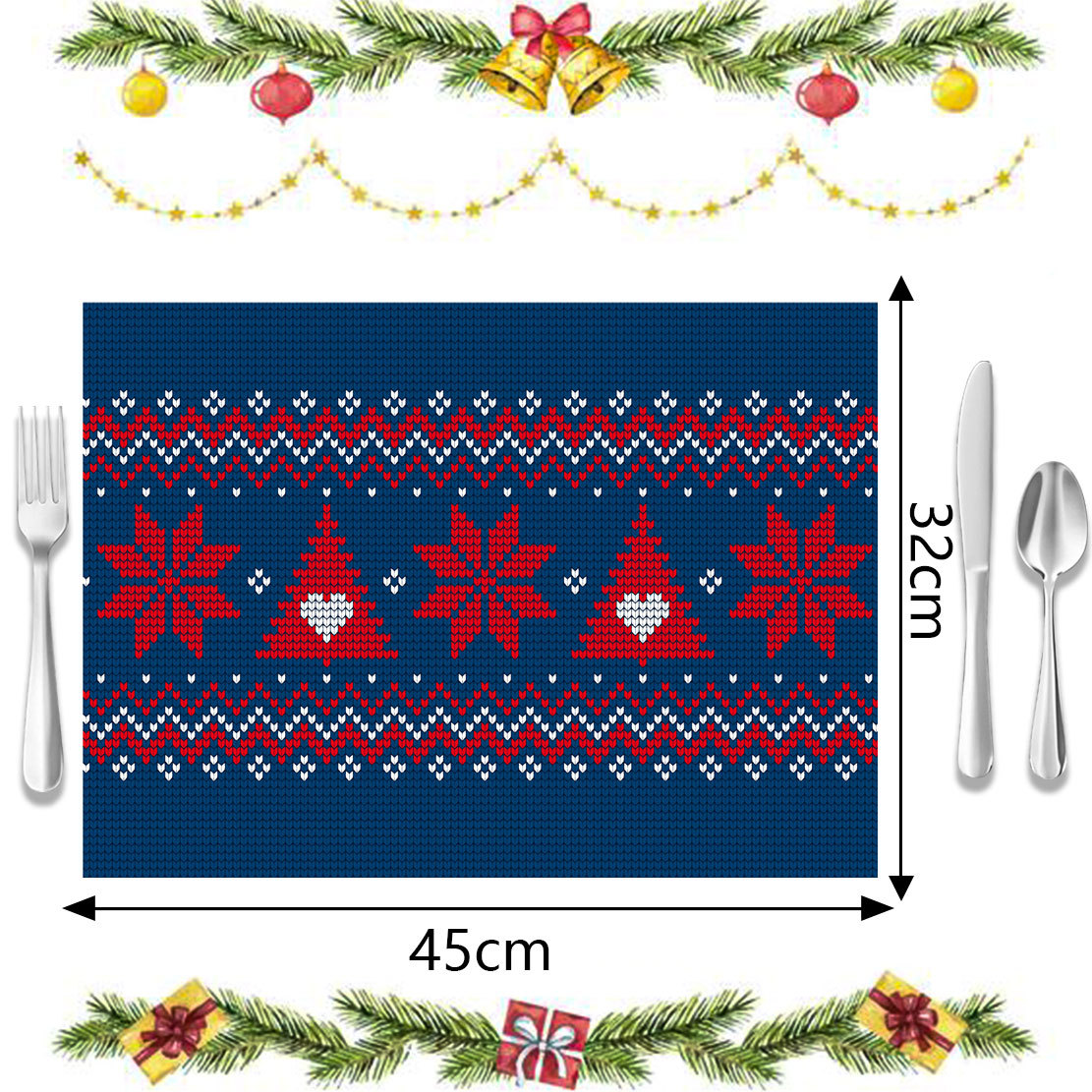 Weihnachts-Tischsets, Untersetzer, Weihnachtsdekoration, Tischsets, Hotel, Restaurant, Familie können für Tischsets verwendet werden_voghion.com