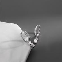 鑫麒首饰小方块耳扣男潮流个性小众时尚流苏锆石方形几何耳圈男士