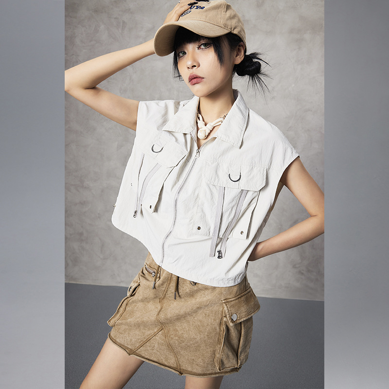 Tuogu Versatile Loose Vest Women's Summer New Casual Sports Vest Workwear Sleeveless Cardigan Jacket