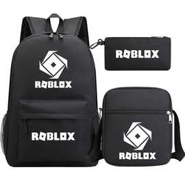 淘分销ROBLOX游戏世界星空青少年学生书包三件套男女双肩背包套装