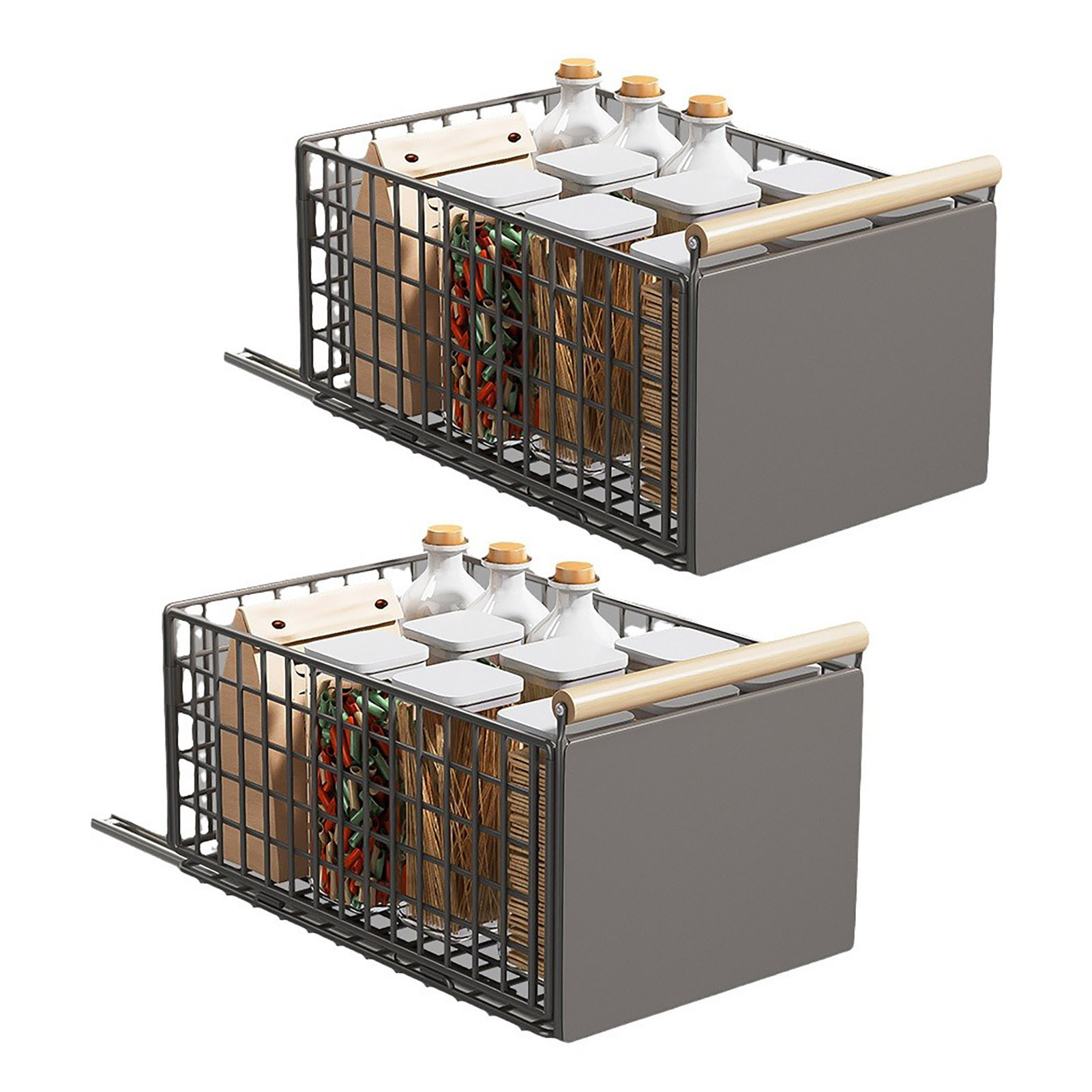 Large guide rail * folding (A 2 Pack) * pull basket * gray (39.5*23.5*12H)