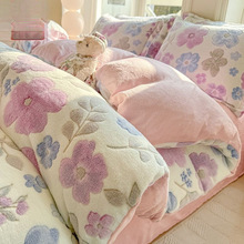 加厚四件套珊瑚绒保暖被套雪花绒卡通床上用品床单床笠三件套