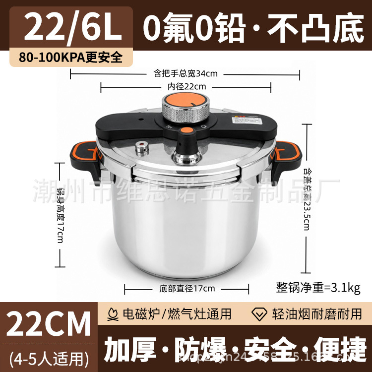 Olla de Presión Anti-Explosión para el Hogar de Acero Inoxidable 304 para Cocina