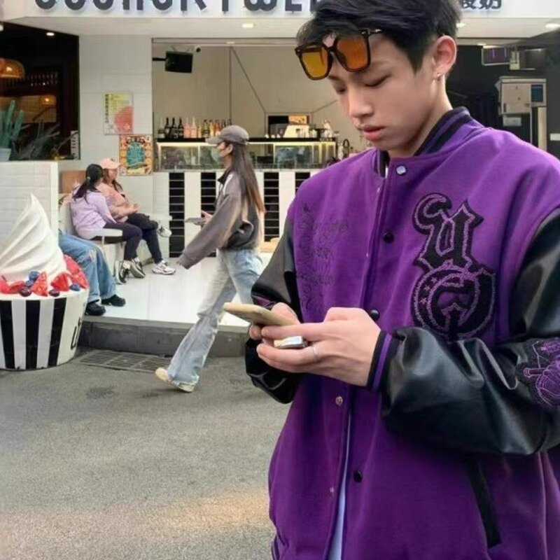 Trendy Eagle Print Versatile Baseball Jacket Thin American Style Loose Casual Coat Couple Style