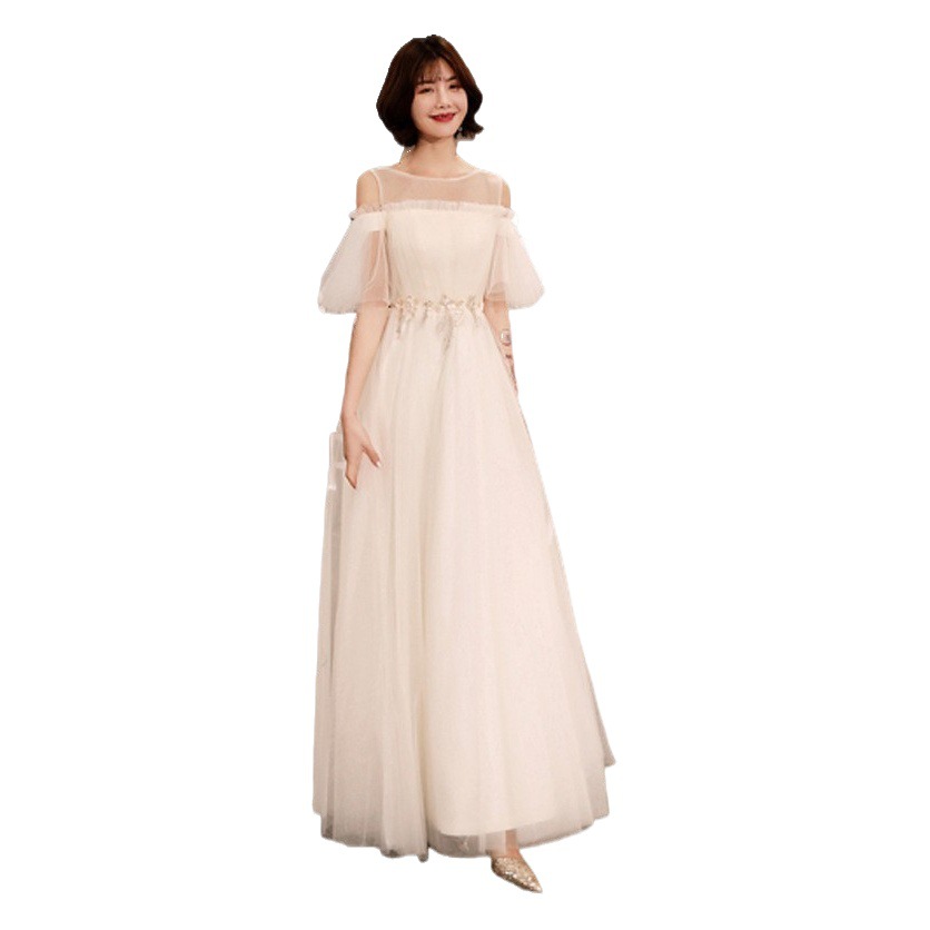 Vestido de Noche Blanco para Banquete, Estilo Largo 2025, Nuevo Vestido Mini Elegante y Ligero de Lujo para Mujer, Primavera, Ceremonia de Mayoría de Edad