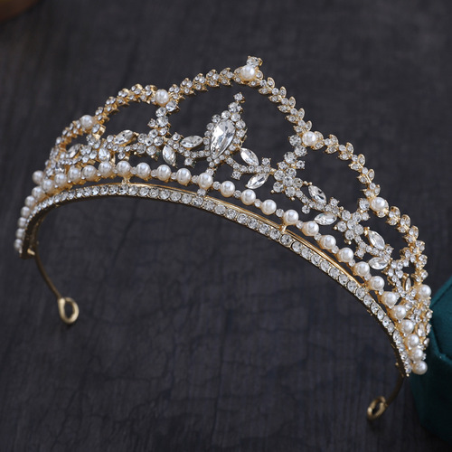 Bridal Crown Korean Pearl Hair Accessories Luxurious Headband Baroque Princess Crown Wedding Dress Wedding Headwear