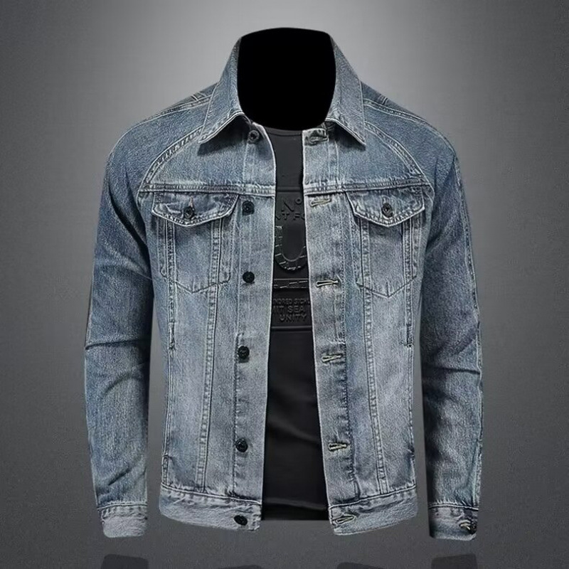 Spring and Autumn New Shawl Denim Jacket Men's Fashionable Brand Loose plus size All-match high quality Denim Jacket for Men Spring and Autumn New Shawl Denim Jacket Men's Fashionable Brand Loose plus size All-match high quality Denim Jacket for Men