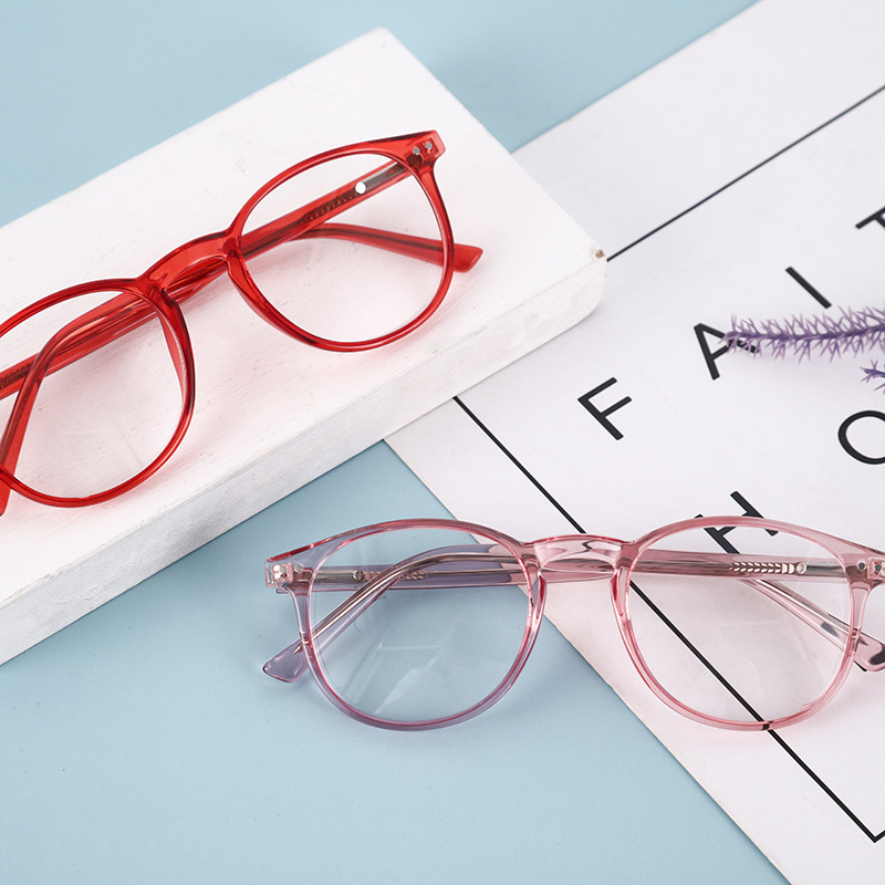 批发防蓝光眼镜大框拼色光学眼镜跨境欧美风金属弹簧腿TR90平光镜