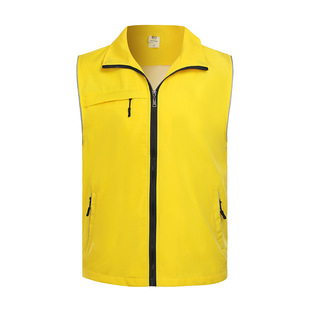 Three-Pocket Zipper Reflective Composite Double-Layer Vest Vest Logo Vest