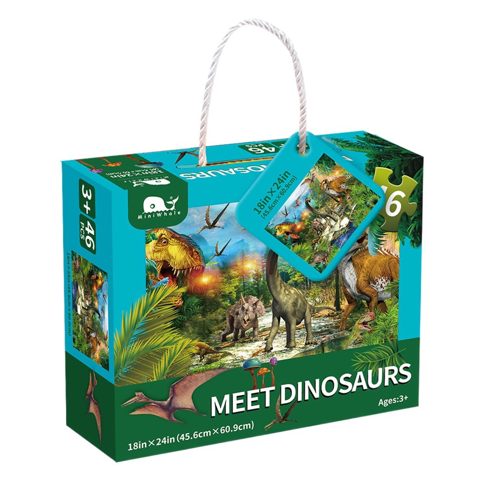 En stock y entrega rápida MiniWhale juguetes educativos para niños luminoso dinosaurio rompecabezas de los niños rompecabezas dinosaurio del piso