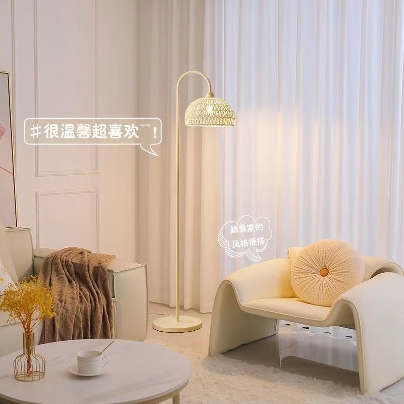 法式奶油落地灯ins客厅卧室床头沙发台灯摆件网红氛围立式可调光|undefined