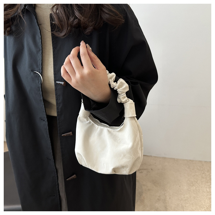 2024 Autumn/Winter ins solid-color stylish handbag with underarm pleats, a gentle Korean-style single-shoulder bag for women undefined