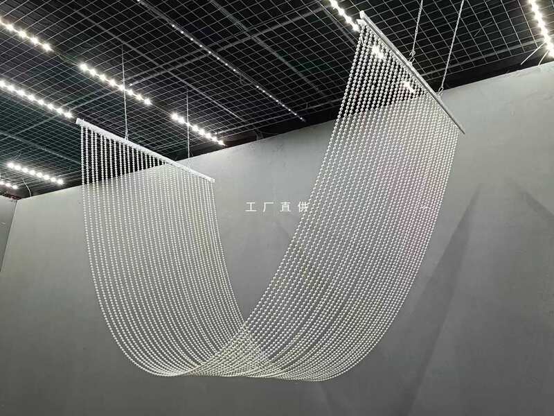 Wholesale Wedding Pearl Running Water Ceiling Wave Water Wave Curtain Decoration Korean Wedding Silk Flower Arch Background Water