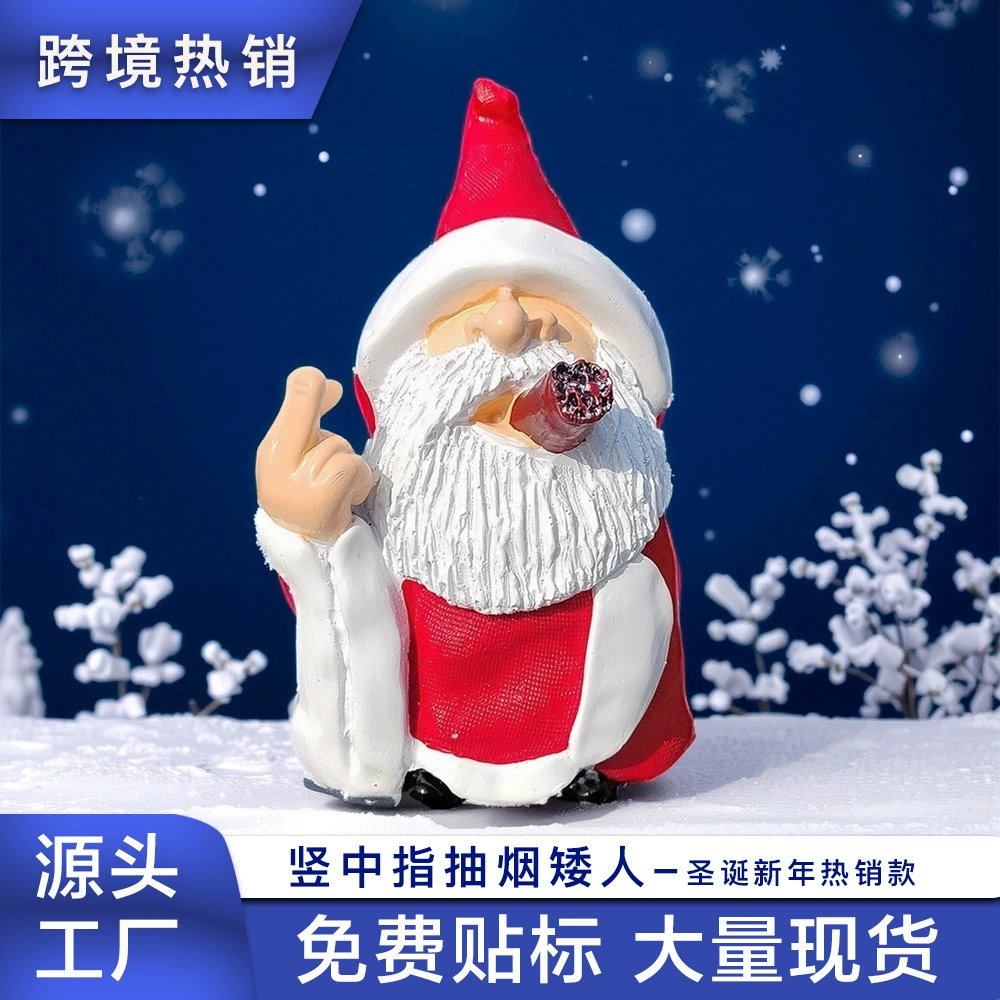 Рождественские горячие продажи Американский красный курящий карлик старик смола ремесла Рождественские гномы статуи садовый маятник
