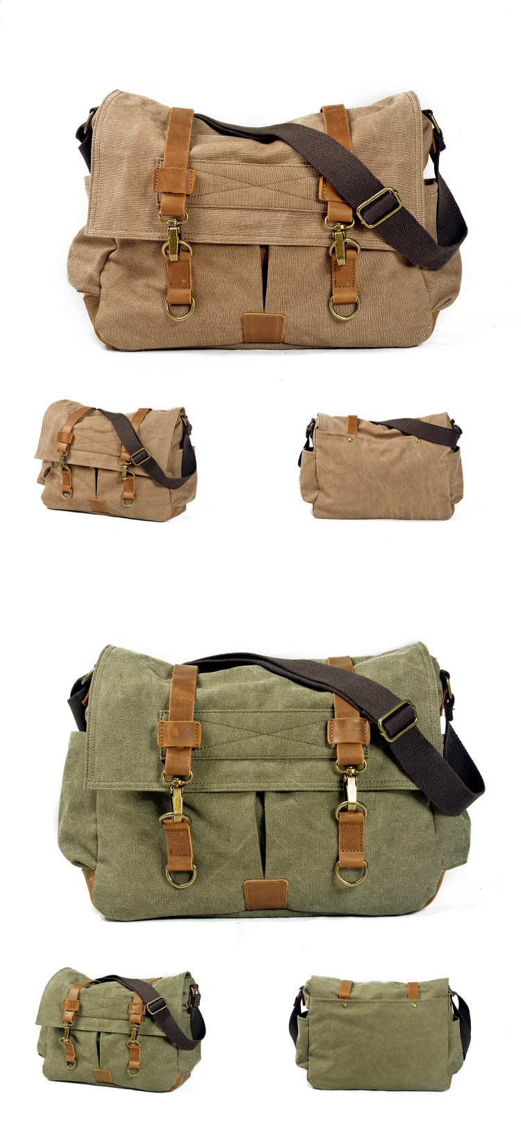 Męska codzienna płócienna torba artystyczna retro na jedno ramię skórzana torba typu crossbody damska prosta torba listonoszka torba na komputer_voghion.com