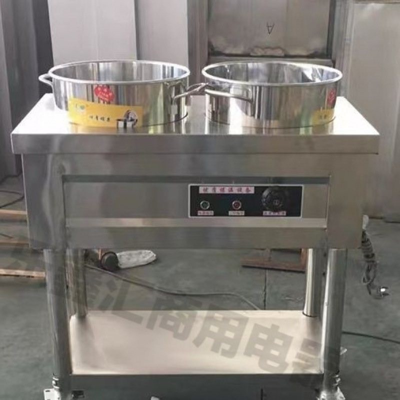 acero inoxidable aislamiento térmico carro de gachas de calentamiento eléctrico móvil comercial calentador de sopa caliente mesa de gachas de aislamiento térmico