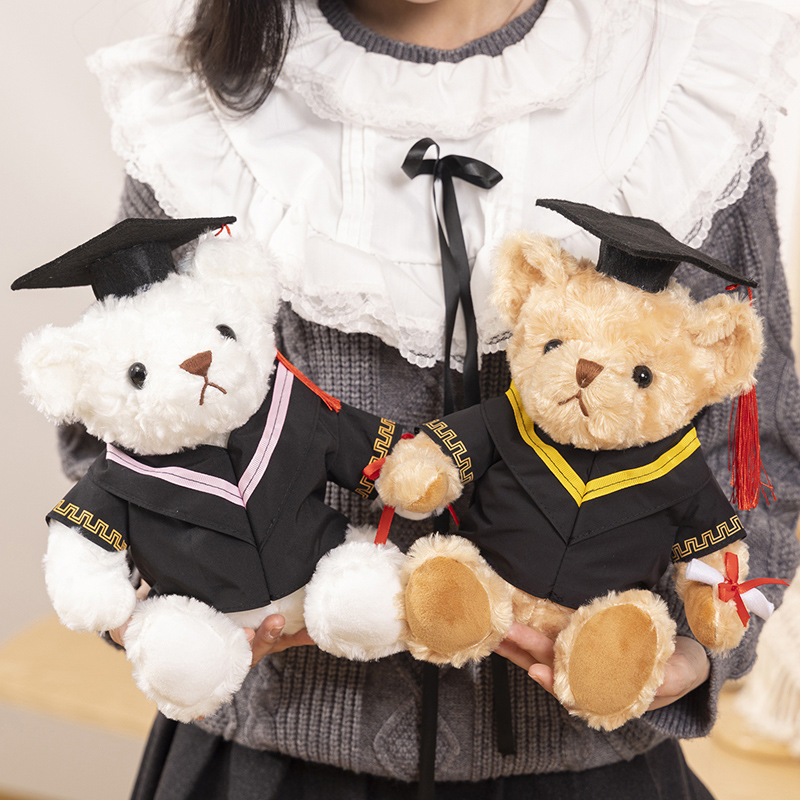 Regalo de graduación Dr. Bear Doll Peluches Uniforme de soltero Oso de peluche Muñeca de trapo LOGO al por mayor