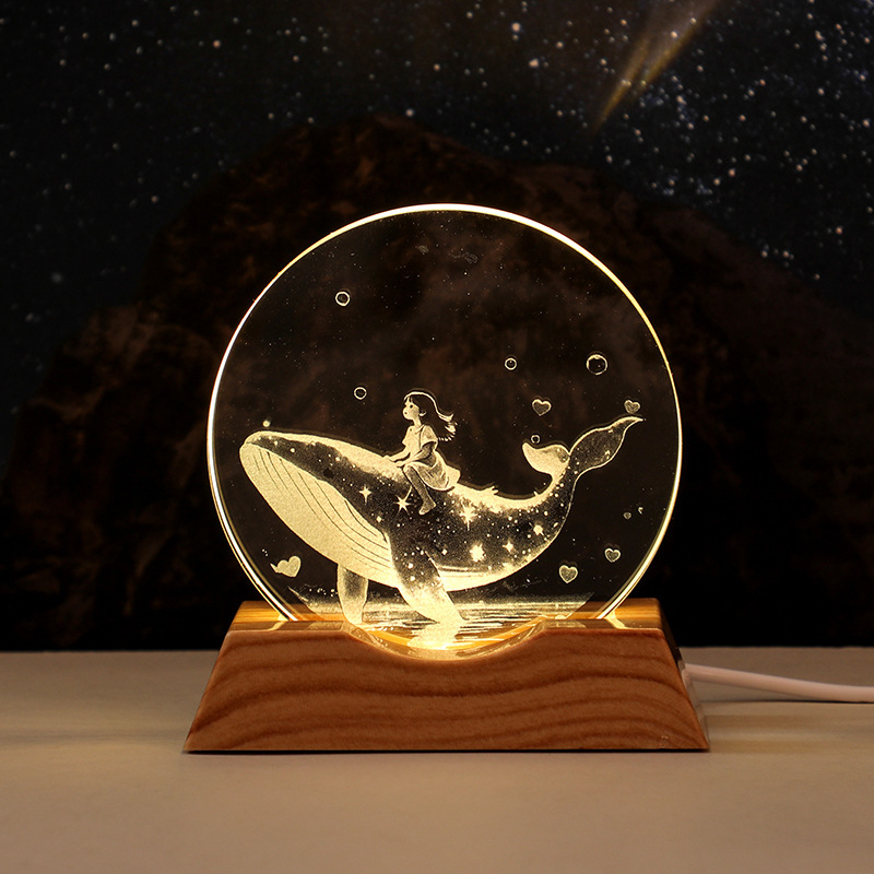 宇宙飛行士星空ナイトライト3Dクリスタル彫刻発光置物クリエイティブギフト寝室雰囲気ランプ誕生日プレゼント|undefined