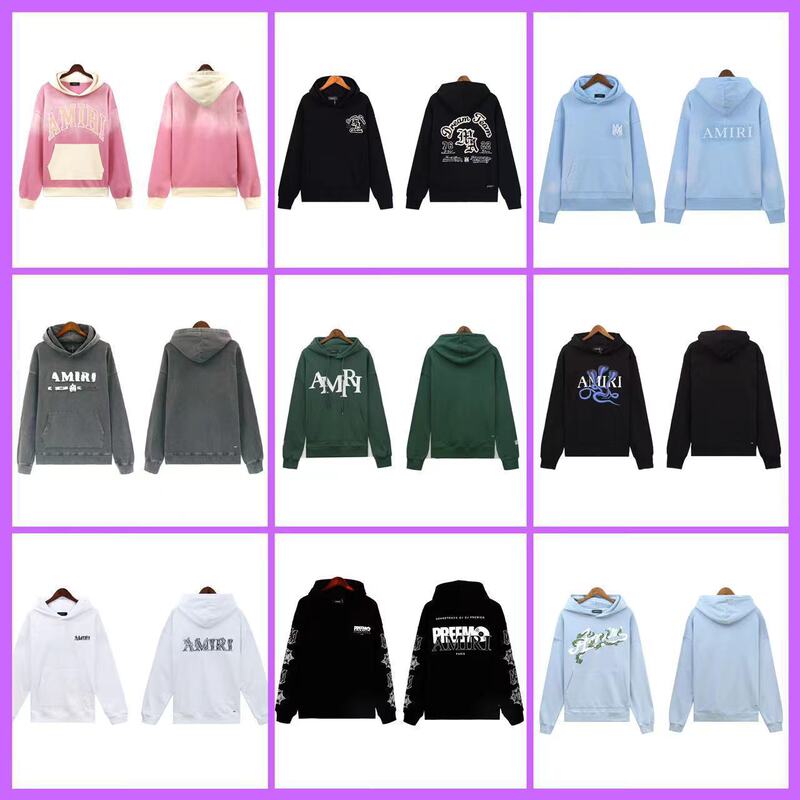Am1R1 Icon Cross-Border American Fashion Brand Logo Embroidered Letters Men's and Women's Sweatshirts Casual Loose Cotton Hoodies