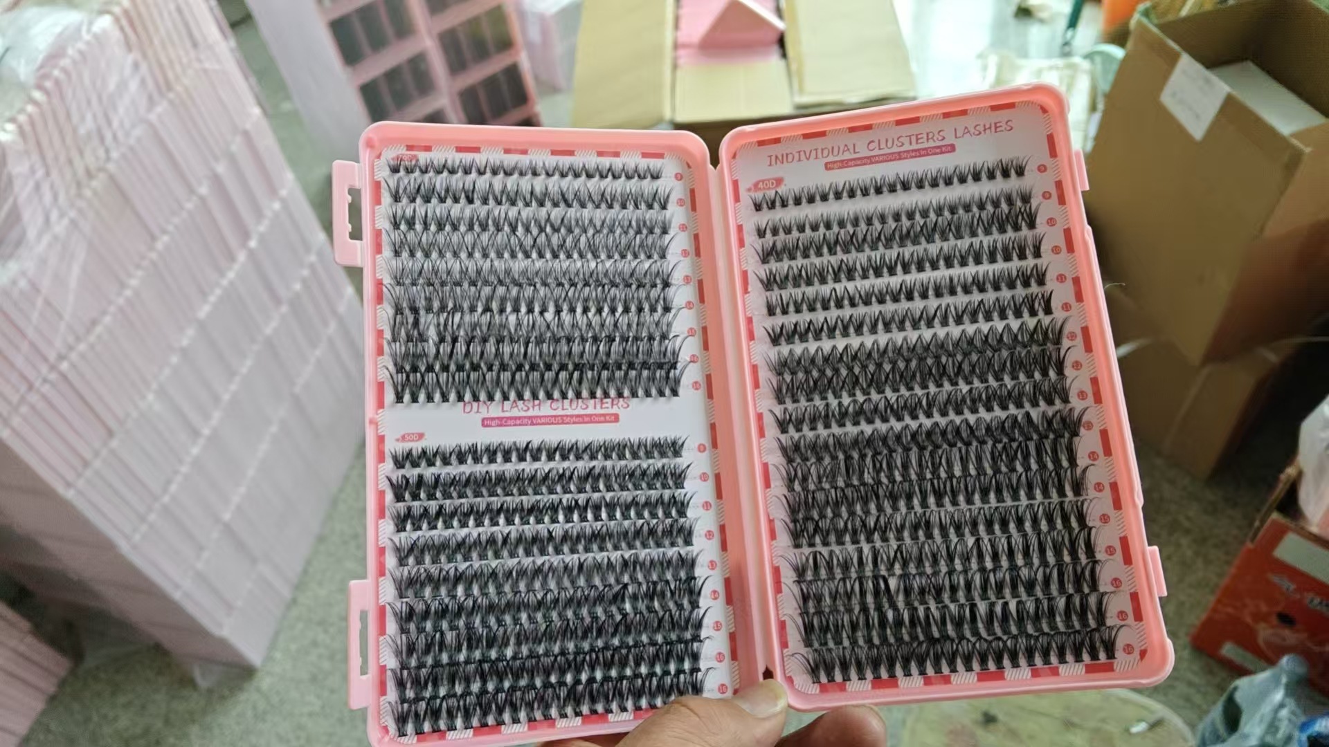 Nuevo conjunto de pestañas falsas mezcladas que contienen herramientas de pinzas de pegamento, herramientas de maquillaje de belleza al por mayor.