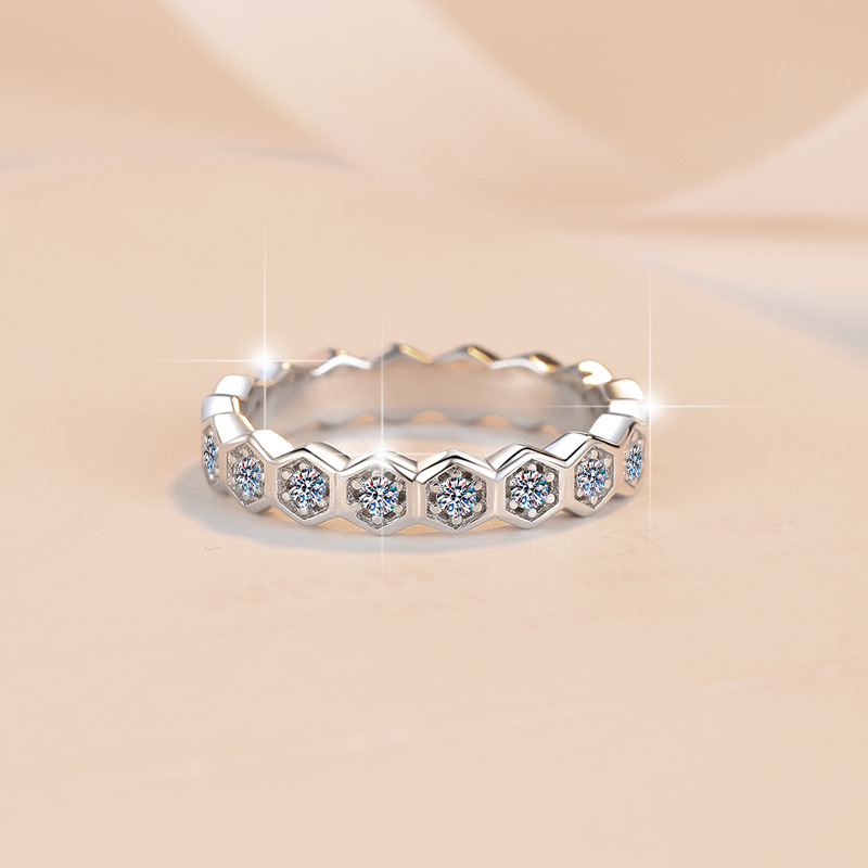 925 Sterling Silver Moissanite Ring For Women With Pt950 Plating_voghion.com
