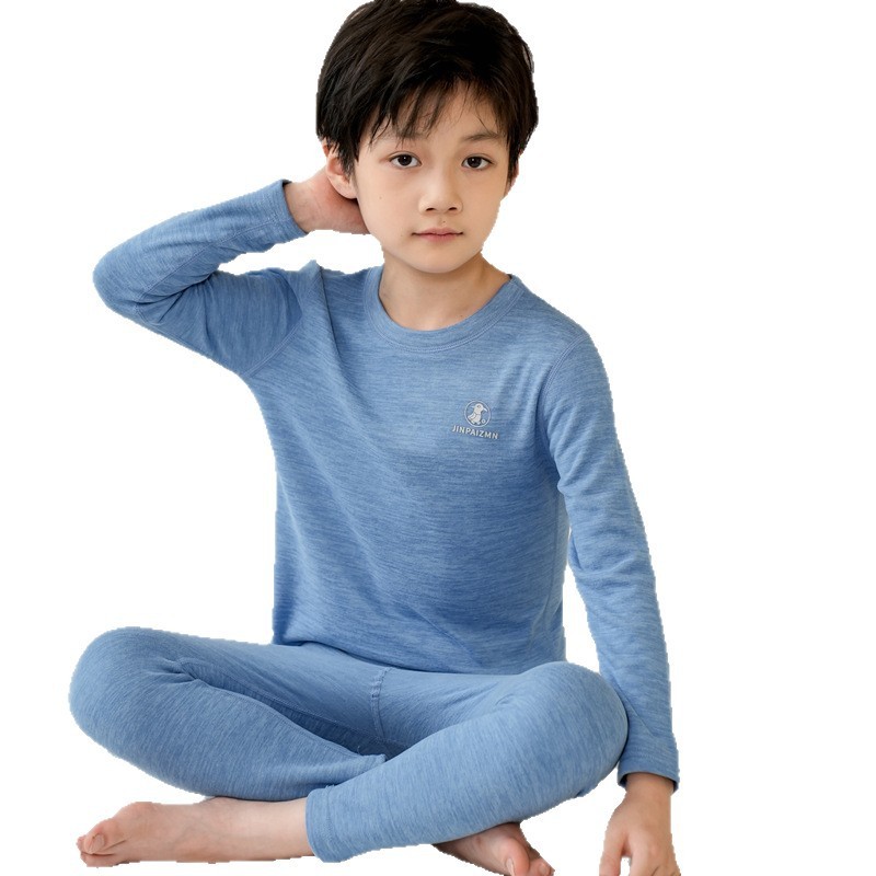 儿童保暖内衣加绒德宝宝睡衣新款打底男女童羊绒蚕丝秋衣秋裤套装|undefined