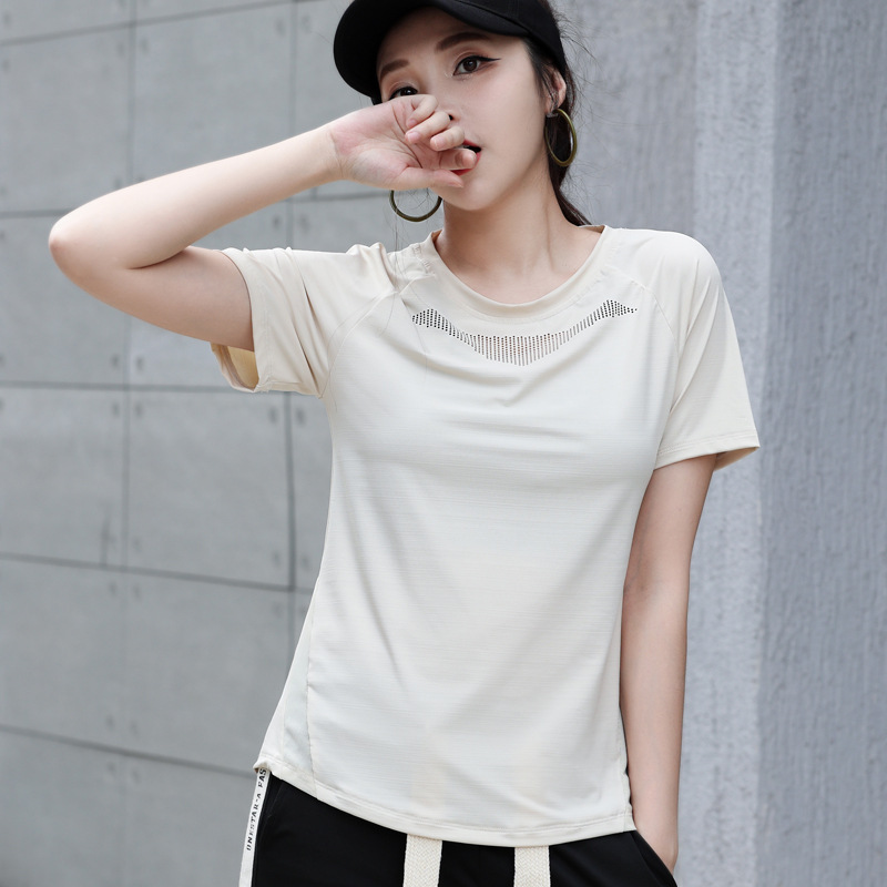 Large Size Yoga Clothes Short-sleeved Top T-shirt Women's Sports Fitness Clothes Quick-drying Pilates Top Short Spring and Summer Running