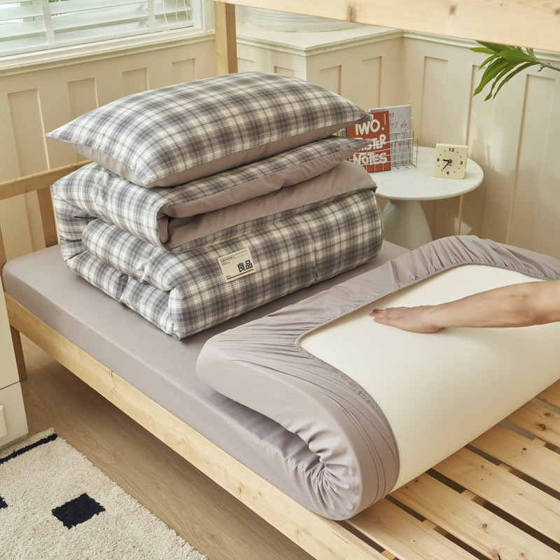 Algodón puro dormitorio universitario cama de tres piezas algodón 2025 verano nuevo estilo funda edredón sábana ropa de cama sábana ropa de cama