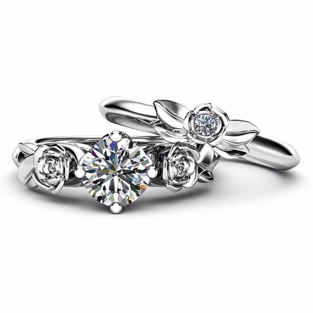 Date Occasion Alloy Material Romantic Flower Alloy Plating Inlay Zircon Rings