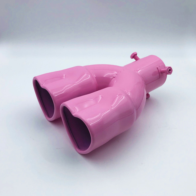 FUENTE fabricante Modificación del coche universal cola garganta amor tubo de escape en forma de corazón cola garganta doble tubo de acero inoxidable transfronteriza Venta caliente