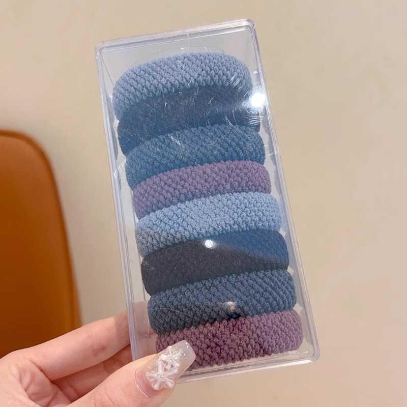 Coreano simple para niños banda de goma de alta elasticidad anillo de cabello para niñas gruesa caja de cuerda de cabeza anillo de cabello de banda de goma duradera