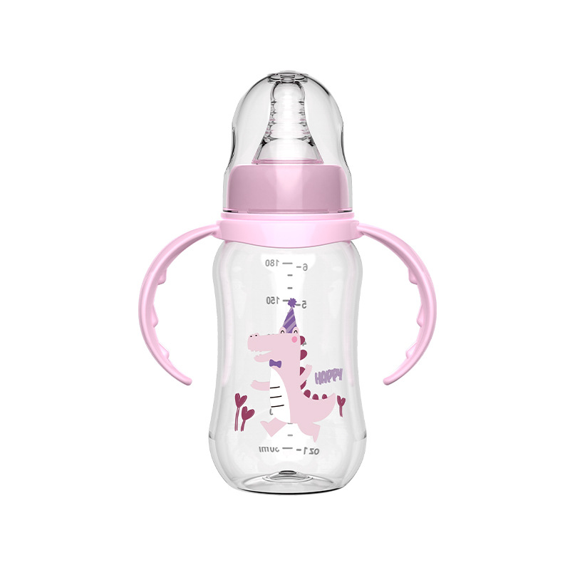 Biberón de bebé con tarjeta en inglés biberón a prueba de caídas y fugas para recién nacidos pp biberón con mango biberón de imitación biberón de leche materna al por mayor