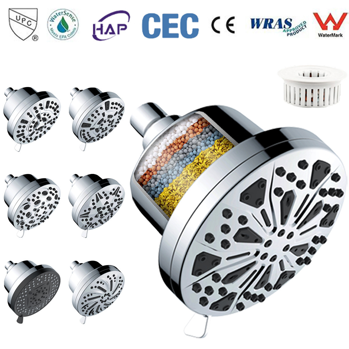 Cross-Border Foreign Trade Filter Top Spray Series American-Style Concealed 8-Function Detachable and Replaceable Filter Cartridge Booster Filter Top Spray