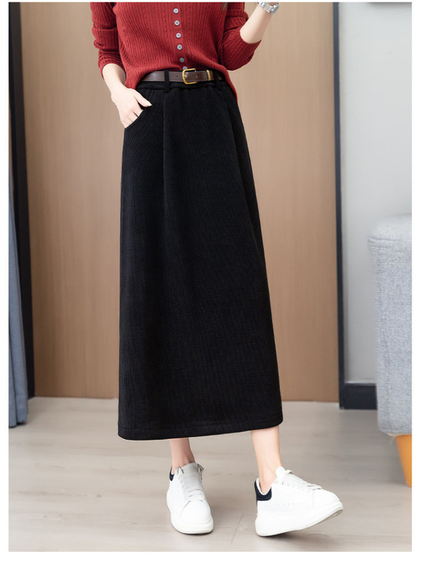 哥家商场同款女装2025秋季新款时尚休闲慵懒风咖啡色A字半身裙|undefined