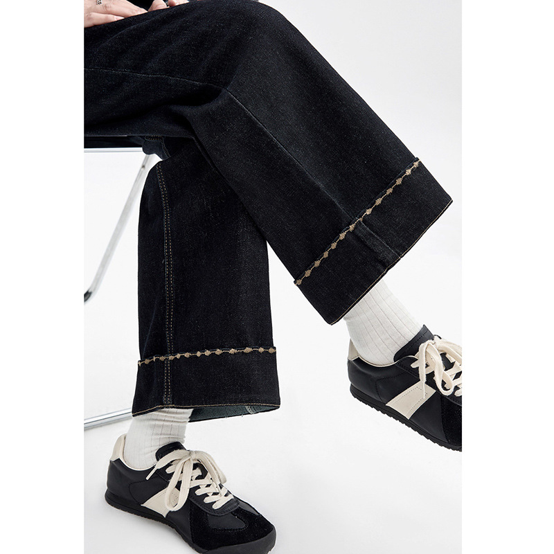 Dark Blue Maternity Pants Denim Wide-Leg Loose Pants for Women Autumn and Winter Outer Wear 2025 New Casual Large Size Nine Points Slimming Look