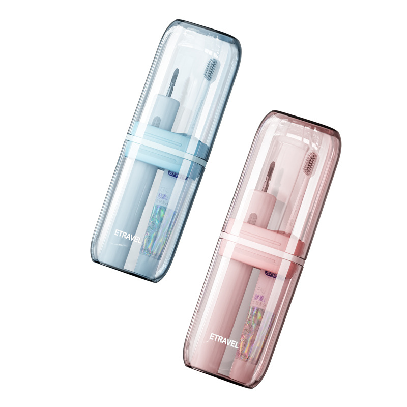 Juego de lavado de viaje ETRAVEL Cepillo de dientes eléctrico Taza de enjuague bucal Cepillo compacto portátil Taza de dientes Caja de almacenamiento de pasta de dientes