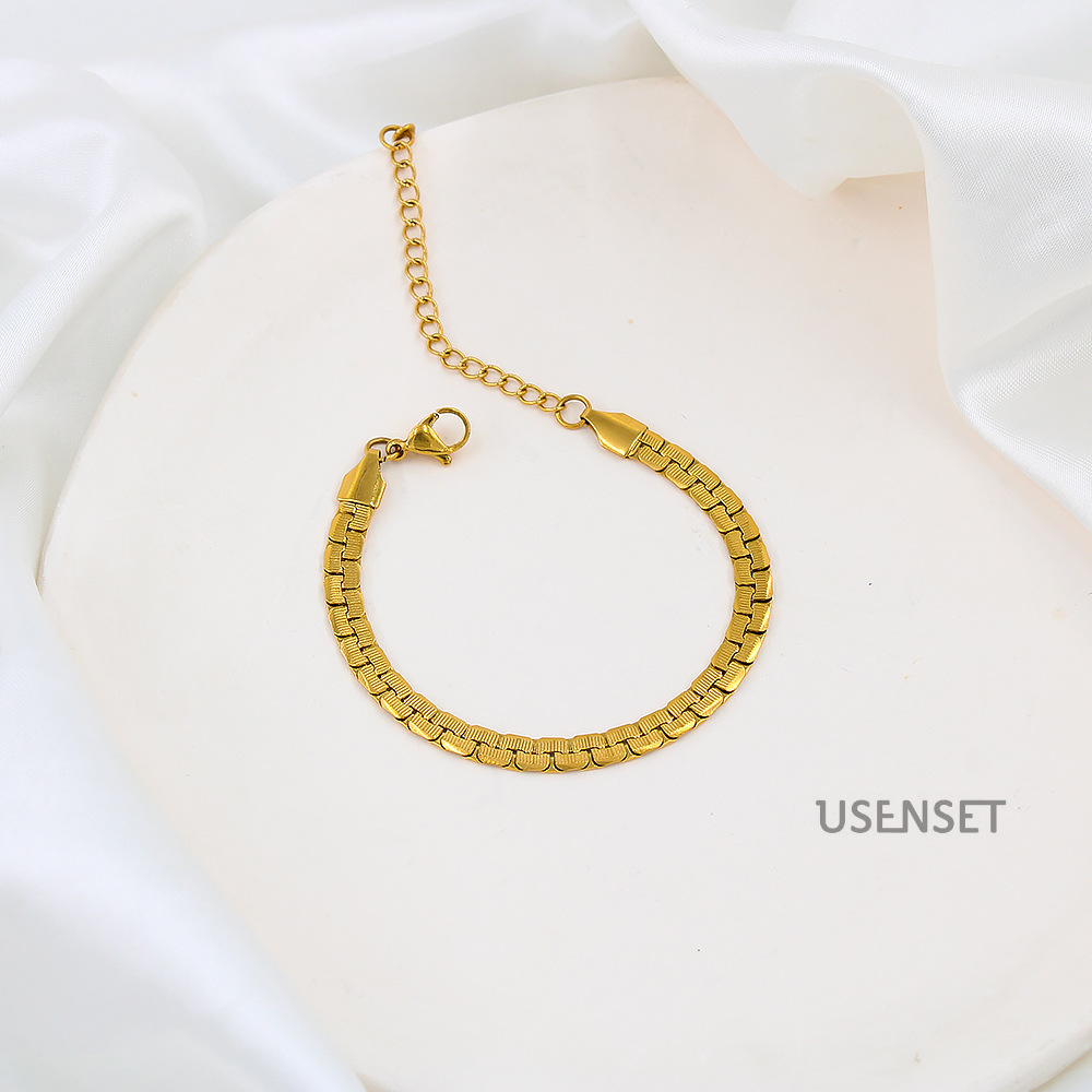 Fashion Solid Color Stainless Steel Plating Chain Bracelets Necklace 1 Piece