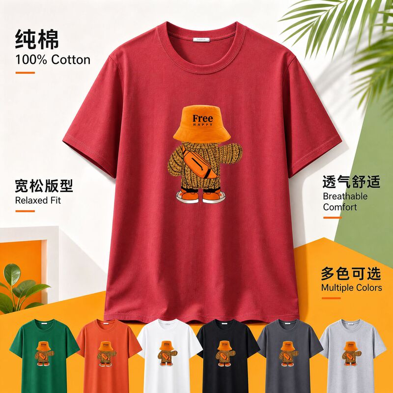 Spring Men's Short-Sleeved T-Shirt Korean Style Trendy Brand Student Round Neck Loose Half-Sleeved T-Shirt Top Plus Fat Large Size T-Shirt Spring Men's Short-Sleeved T-Shirt Korean Style Trendy Brand Student Round Neck Loose Half-Sleeved T-Shirt Top Plus Fat Large Size T-Shirt