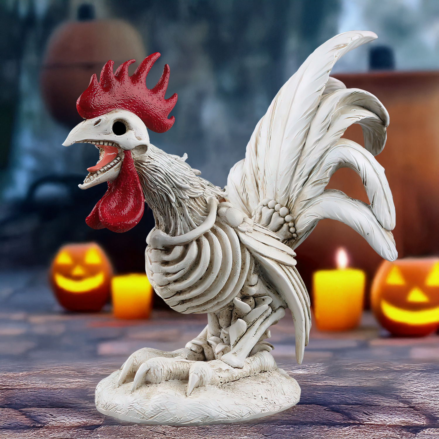 Amazon exclusive resin skeleton skeleton rooster ornaments festival atmosphere animal sculpture specimen collection decorations