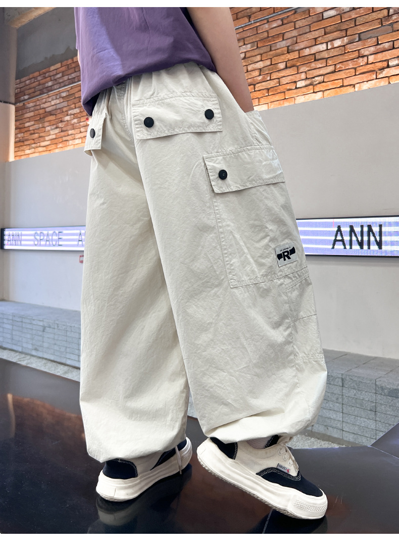 Pi Shuai Pojkar Tunna 2024 Nya Myggsäkra Mellanstorlekar Stora Barn Sommararbetsbyxor Trendiga_voghion.com