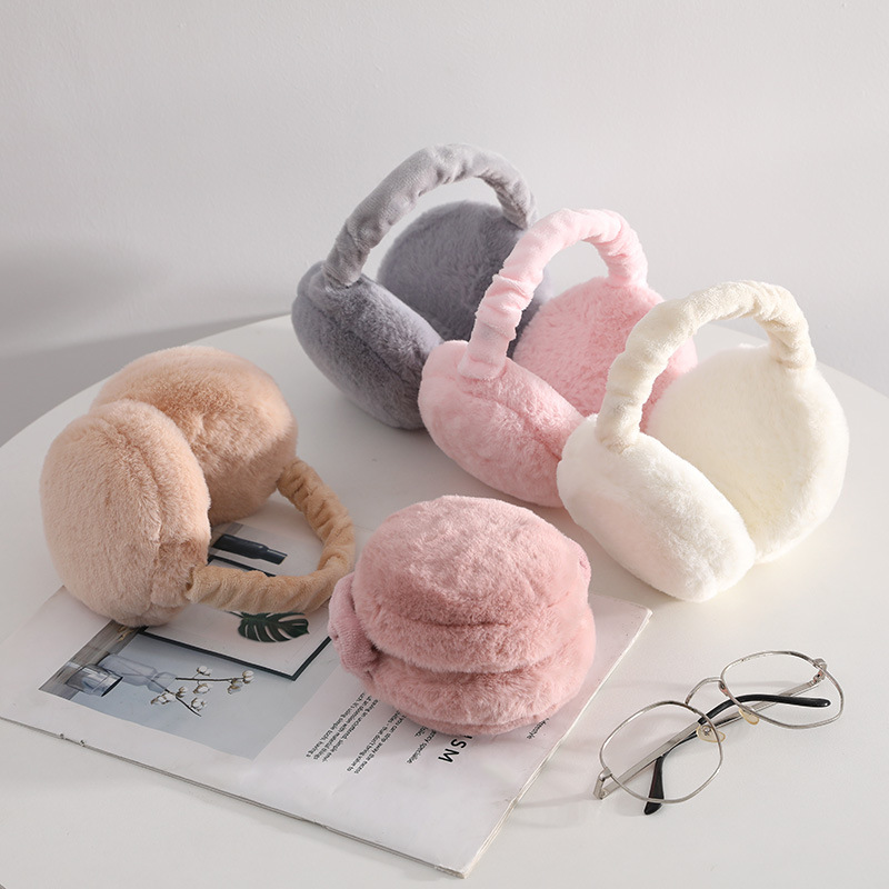 Korean style foldable cute hamburger warm earmuffs for autumn and winter portable men and women's anti-cold and antifreeze plush earmuffs for ear warmth